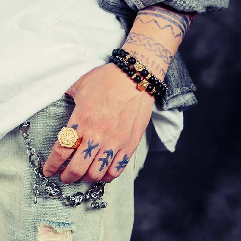 Ægishjálmr Stainless Steel Viking Ring sold by GTHIC product image thumbnail 3