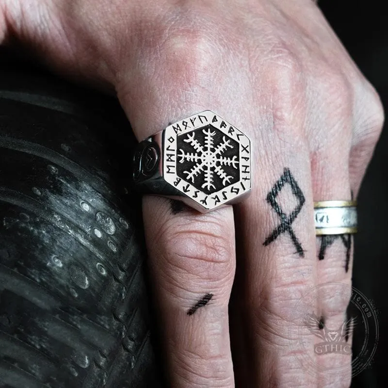 Ægishjálmr Stainless Steel Viking Ring sold by GTHIC product image thumbnail 5