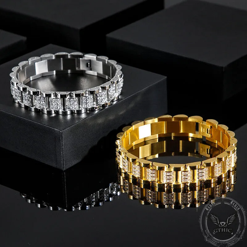 Iced Out Solid Color Stainless Steel Watch Band Bracelet sold by GTHIC