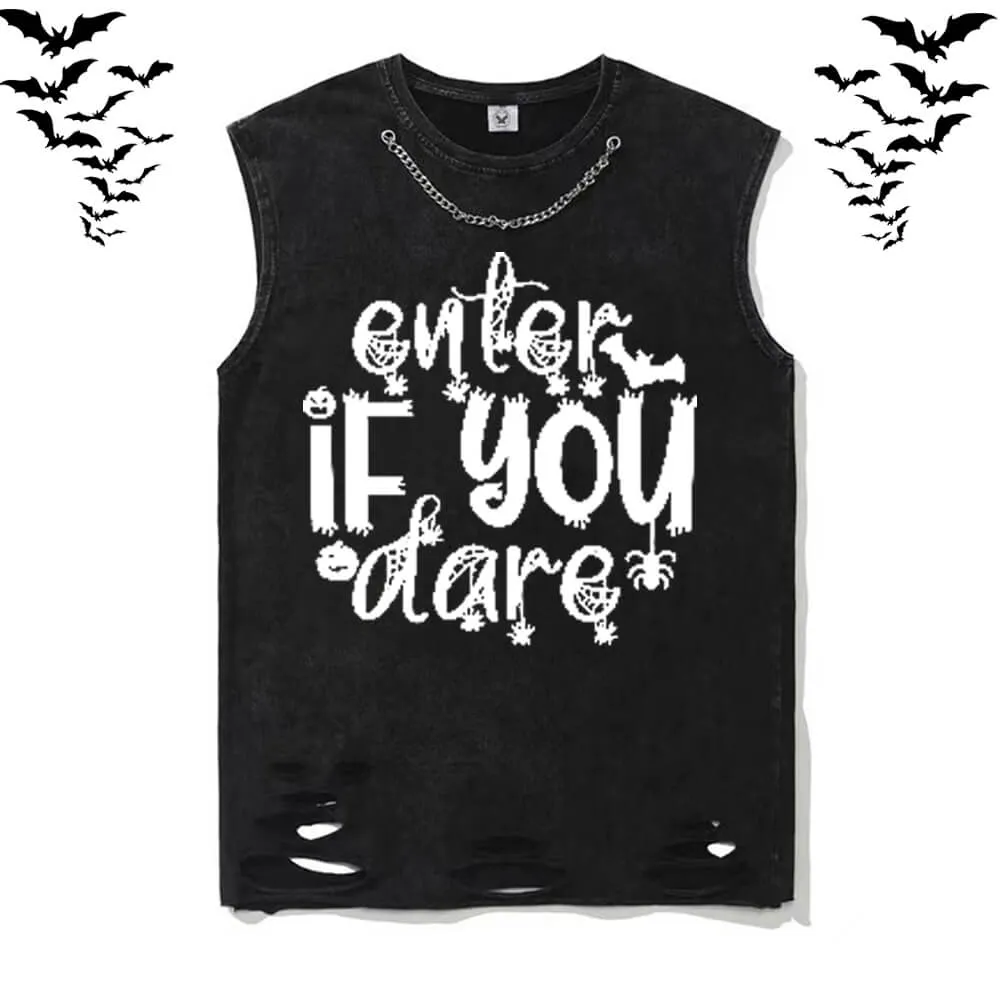 Enter If You Dare Vintage Washed T-shirt Vest Top sold by GTHIC product image thumbnail 2