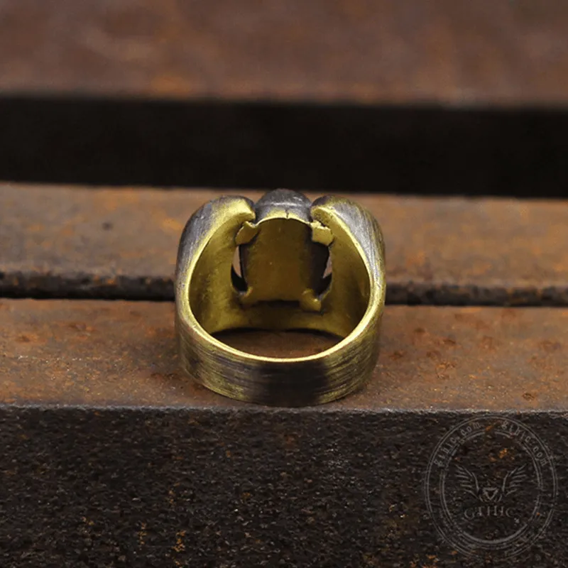 Horseshoe Pentagram Sterling Silver Skull Ring sold by GTHIC product image thumbnail 5