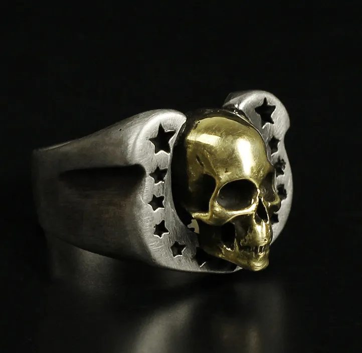 Horseshoe Pentagram Sterling Silver Skull Ring sold by GTHIC product image thumbnail 4