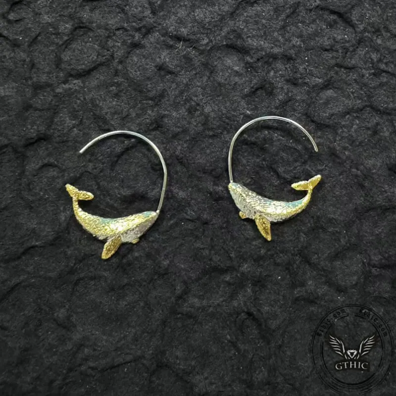 Simple Whale Copper Silver Plated Stud Earrings made by GTHIC