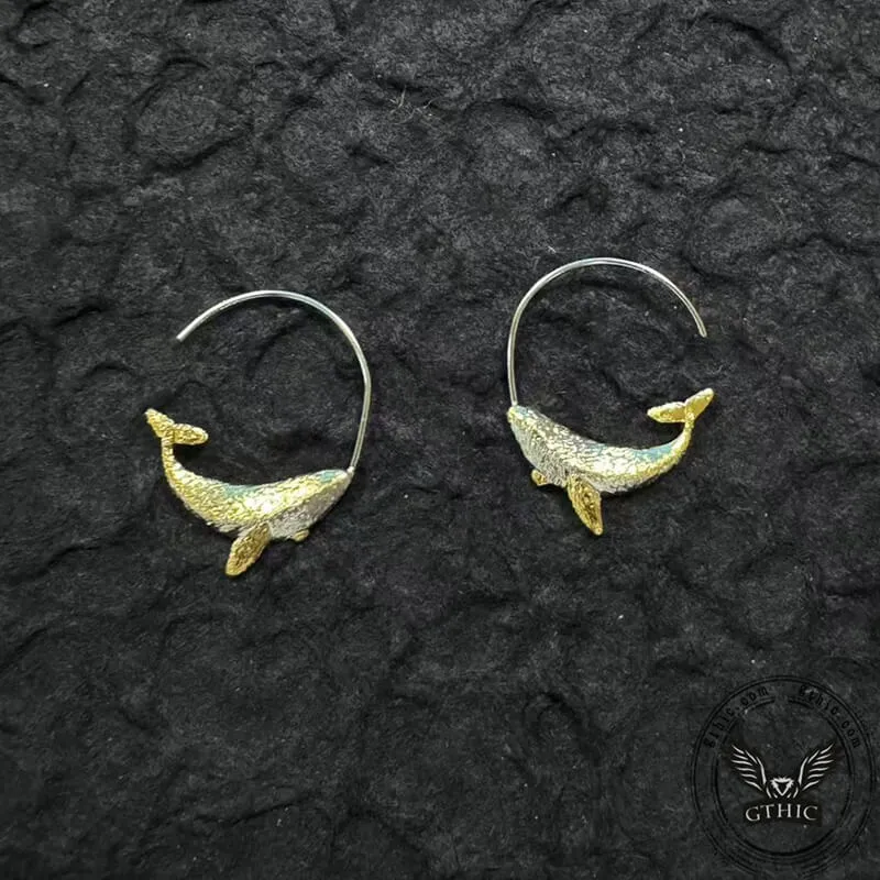 Simple Whale Copper Silver Plated Stud Earrings sold by GTHIC