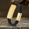 Vintage Viking Rune Stainless Steel Leather Bracelet sold by GTHIC