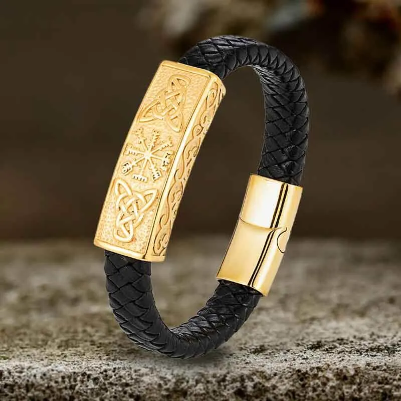 Vintage Viking Rune Stainless Steel Leather Bracelet sold by GTHIC product image thumbnail 3