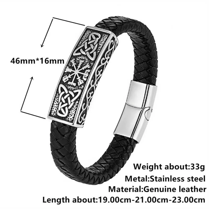 Vintage Viking Rune Stainless Steel Leather Bracelet sold by GTHIC product image thumbnail 4