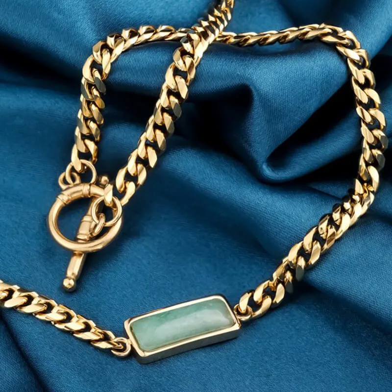 Cuban Link Aventurine Stainless Steel Necklace sold by GTHIC product image thumbnail 4