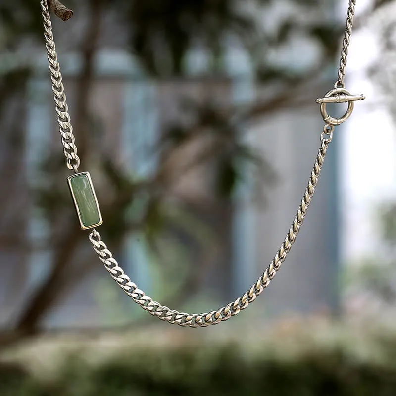 Cuban Link Aventurine Stainless Steel Necklace sold by GTHIC