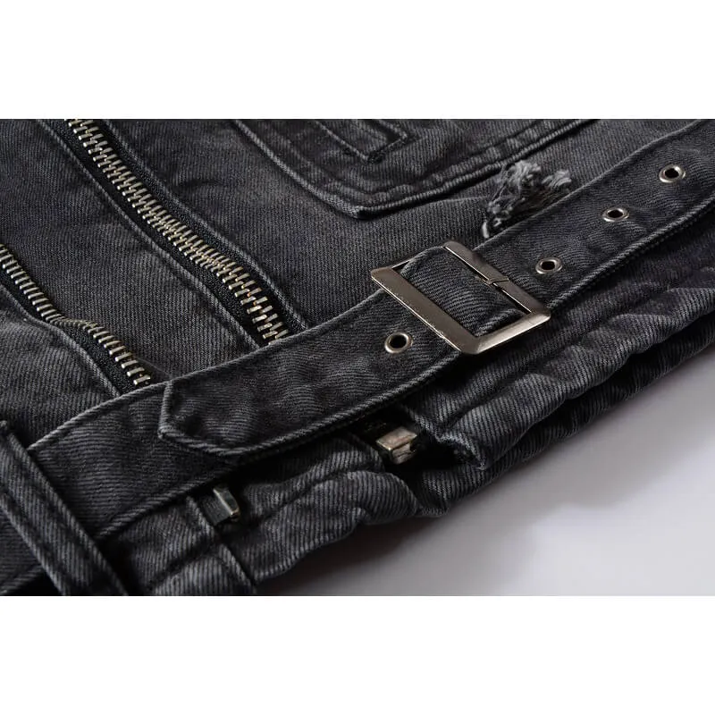 Punk Ripped Patch Men's Denim Biker Jacket sold by GTHIC product image thumbnail 5