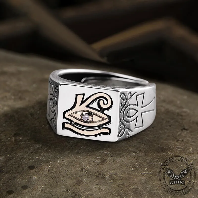 Eye of Ra Ankh Egyptian Symbol Sterling Silver Adjustable Ring sold by GTHIC product image thumbnail 2