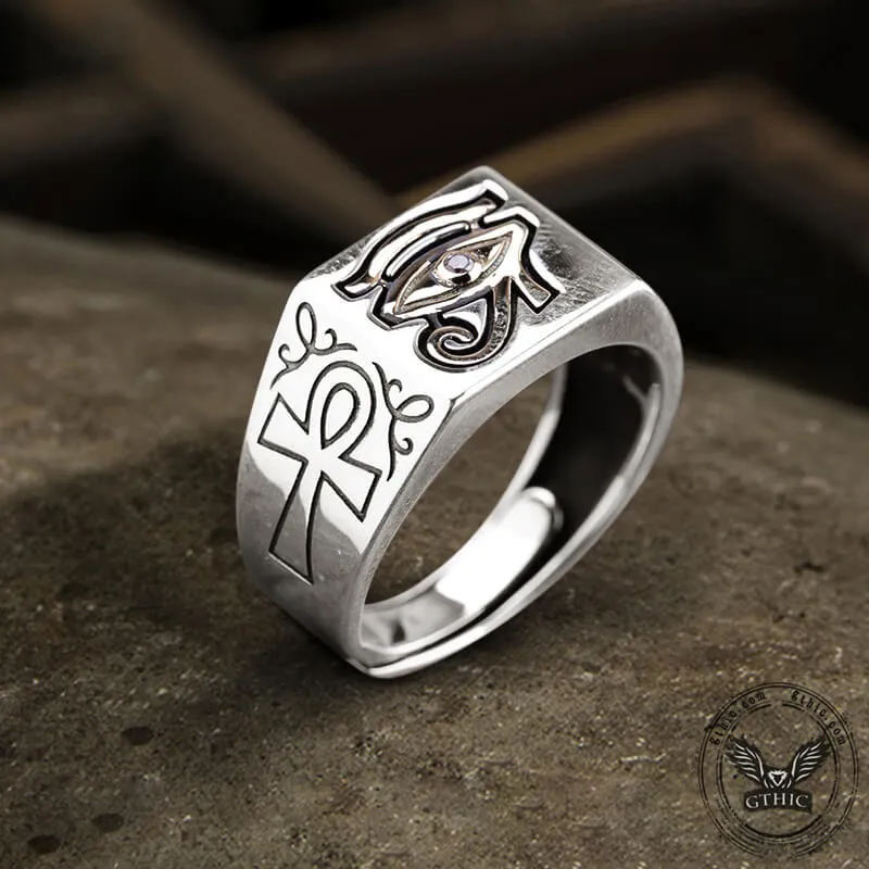 Eye of Ra Ankh Egyptian Symbol Sterling Silver Adjustable Ring sold by GTHIC product image thumbnail 4