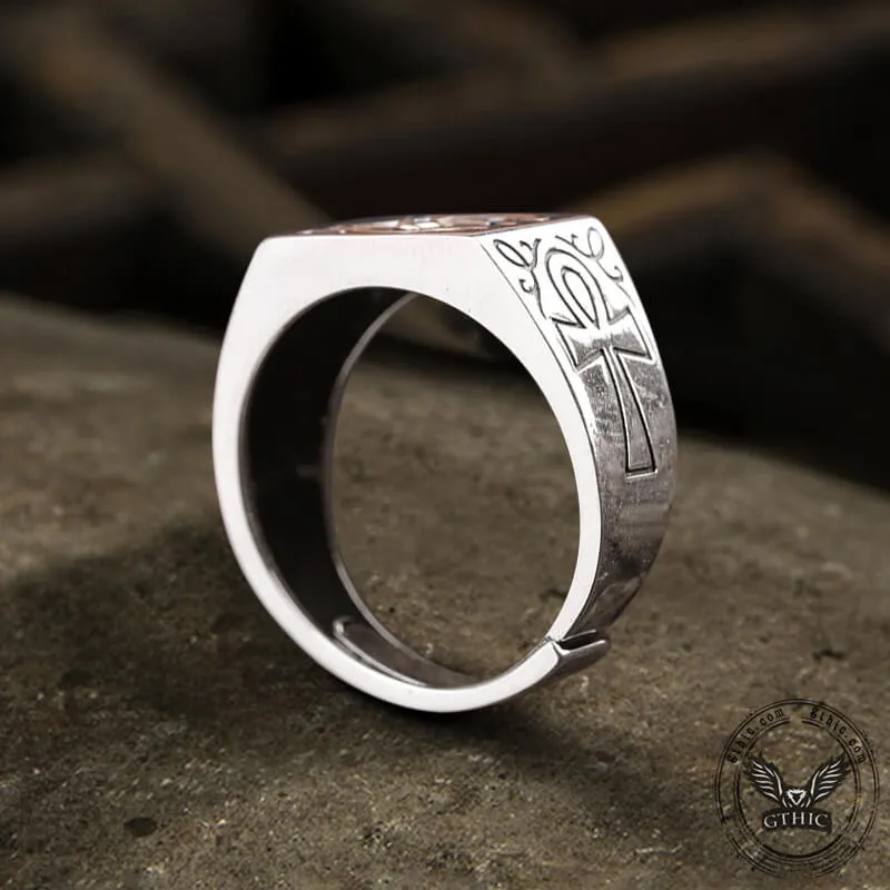 Eye of Ra Ankh Egyptian Symbol Sterling Silver Adjustable Ring sold by GTHIC product image thumbnail 5