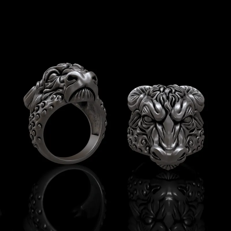 Bull Head Sterling Silver Animal Ring sold by GTHIC