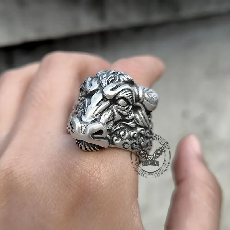 Bull Head Sterling Silver Animal Ring sold by GTHIC product image thumbnail 3