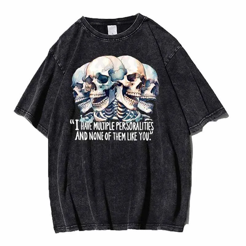 Multiple Personalities Skulls Print Gothic T-shirt sold by GTHIC