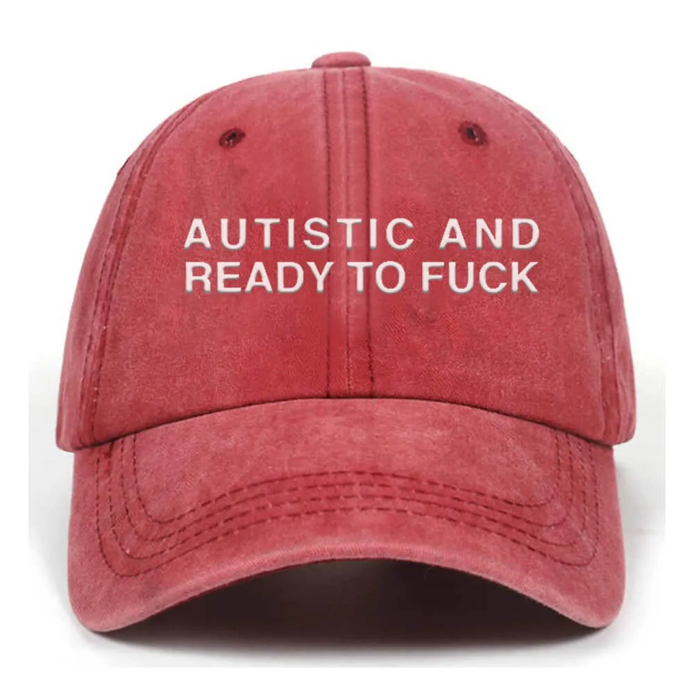 Autistic And Ready To Fuck Vintage Washed Baseball Cap sold by GTHIC product image thumbnail 2