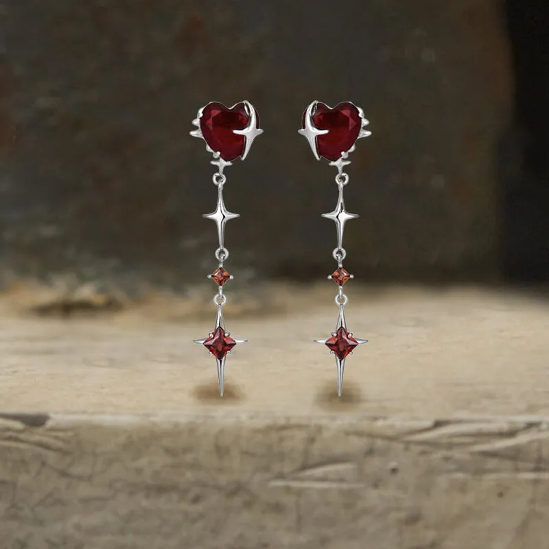 4 Pointed Star Heart Shape Dangle Earrings sold by GTHIC product image thumbnail 3