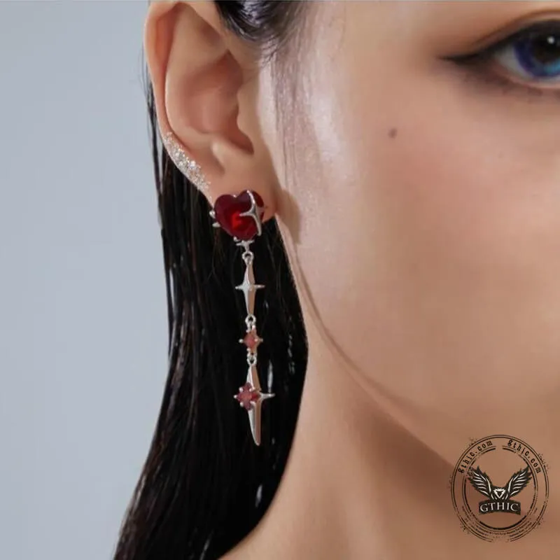 4 Pointed Star Heart Shape Dangle Earrings sold by GTHIC product image thumbnail 4