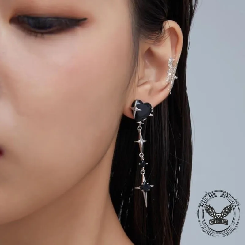 4 Pointed Star Heart Shape Dangle Earrings sold by GTHIC product image thumbnail 2