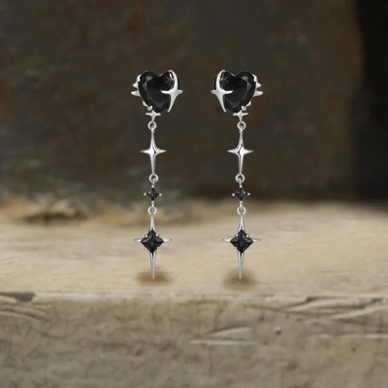 4 Pointed Star Heart Shape Dangle Earrings sold by GTHIC