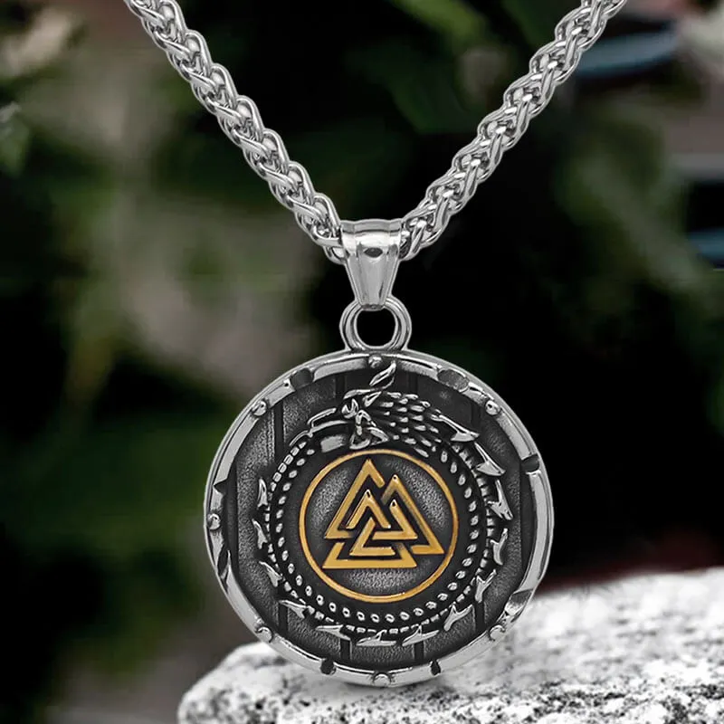 Valknut Ouroboros Stainless Steel Viking Pendant sold by GTHIC
