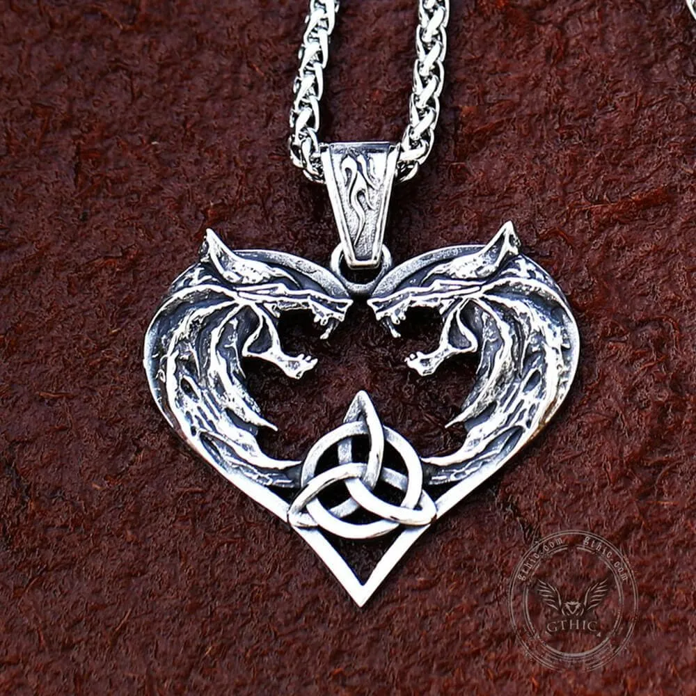 Heart-shaped Fenrir Wolf Stainless Steel Viking Pendant sold by GTHIC product image thumbnail 3