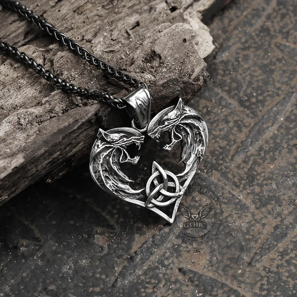 Heart-shaped Fenrir Wolf Stainless Steel Viking Pendant sold by GTHIC product image thumbnail 5