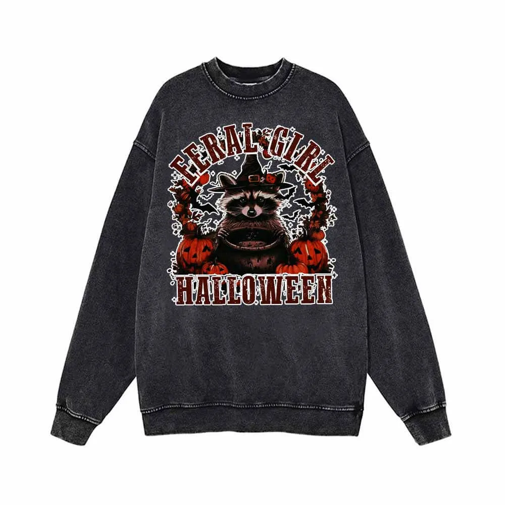 Feral Girl Raccoon Vintage Washed Hoodie Sweatshirt sold by GTHIC product image thumbnail 2