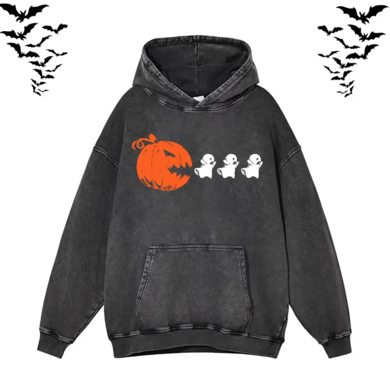 Vintage Washed Pumpkin Eat Ghosts Hoodie Sweatshirt sold by GTHIC
