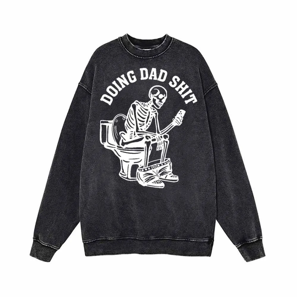 Doing Dad Shit Skull Vintage Washed Sweatshirt sold by GTHIC