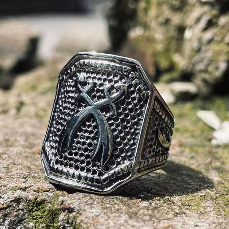 Double Zulfiqar Sword Stainless Steel Ring sold by GTHIC