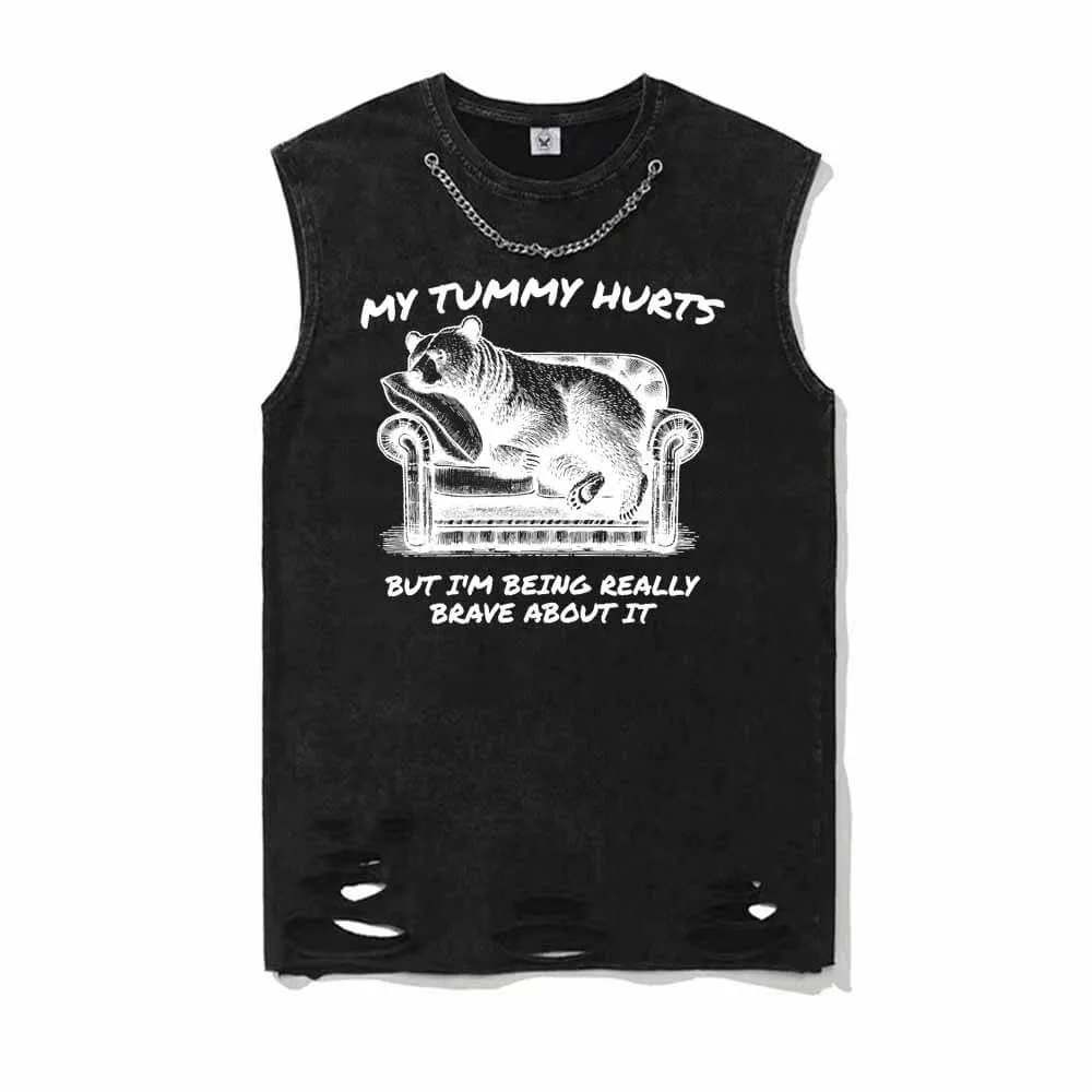My Tummy Hurts Vintage Washed T-shirt Vest Top sold by GTHIC product image thumbnail 2
