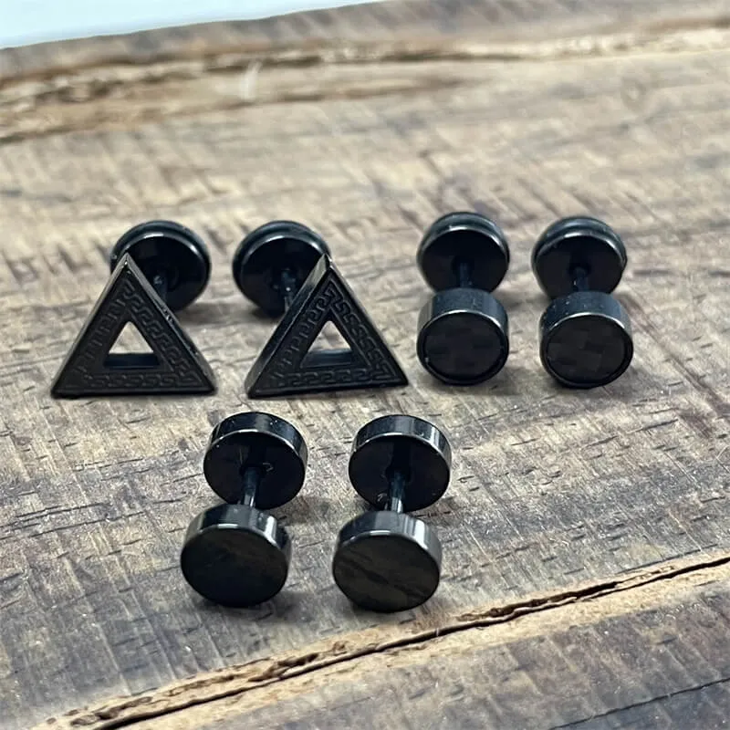 Black Minimalist Geometric Stainless Steel Stud Earrings sold by GTHIC