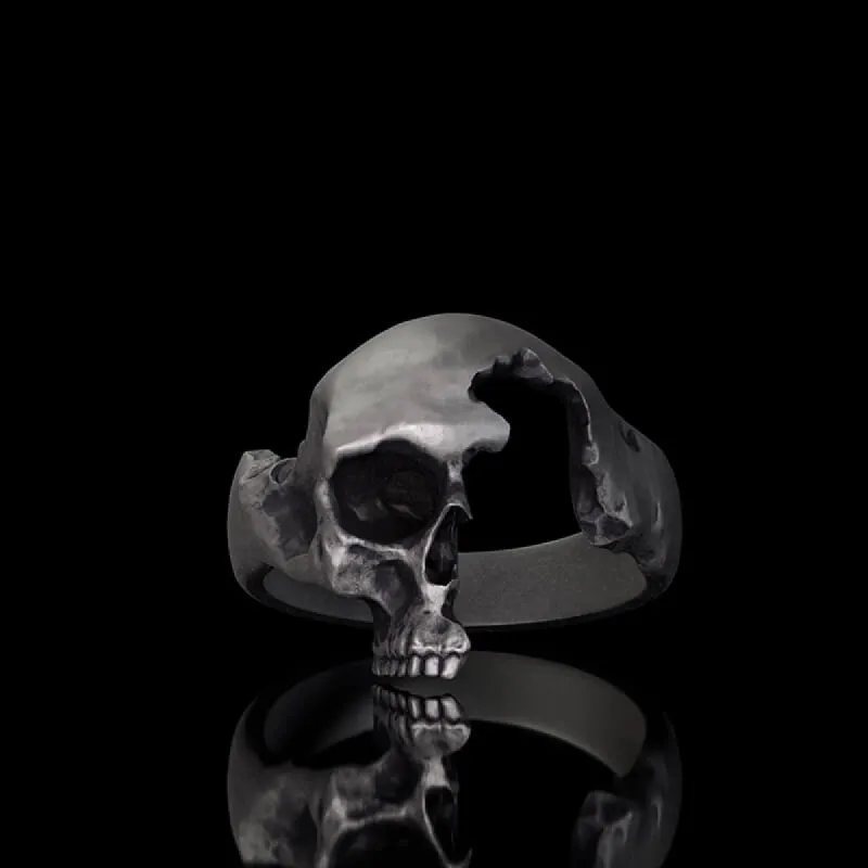 Gothic Half Skull Face Sterling Silver Ring sold by GTHIC