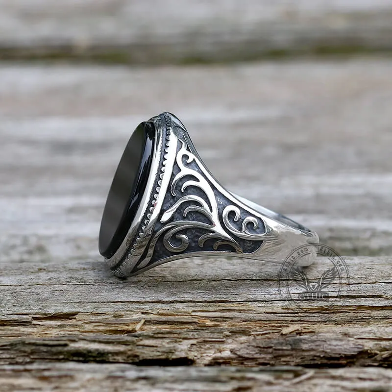 Black Oval Agate Carved Stainless Steel Ring sold by GTHIC product image thumbnail 5
