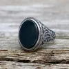 Black Oval Agate Carved Stainless Steel Ring sold by GTHIC