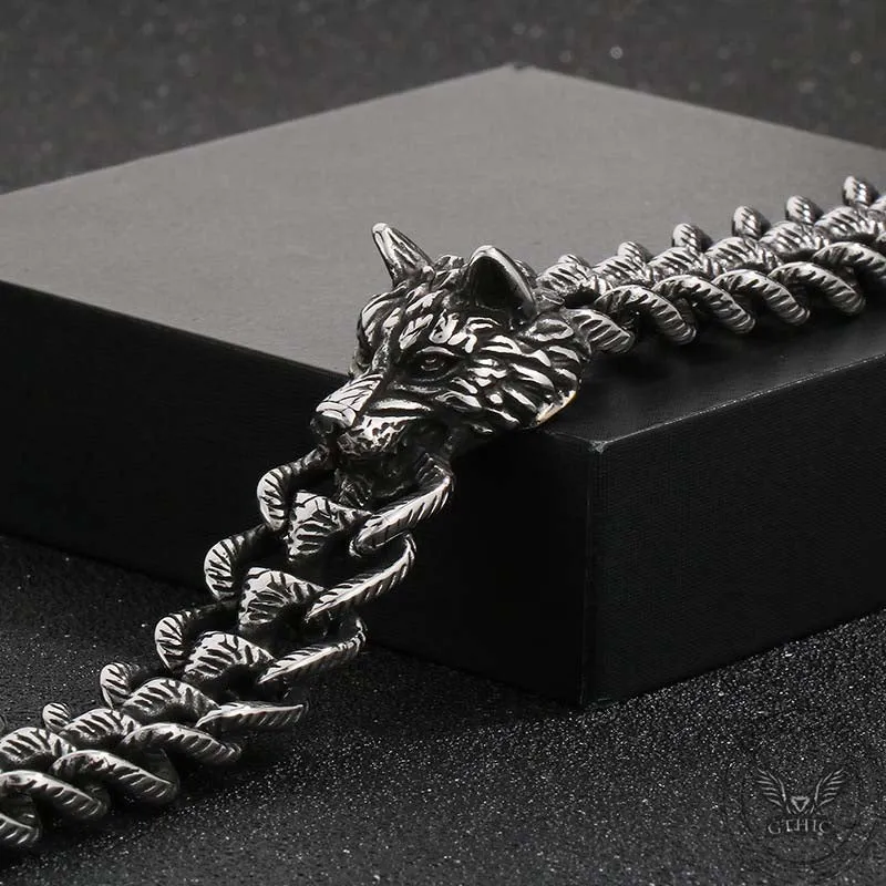 Punk Wolf Head Keel Chain Animal Bracelet sold by GTHIC product image thumbnail 3