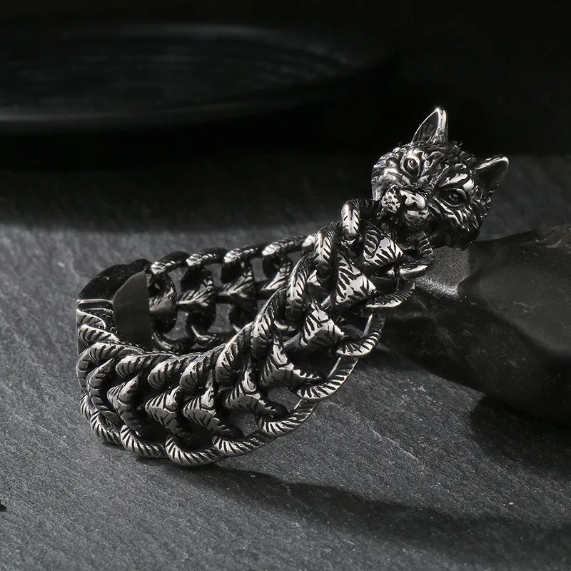 Punk Wolf Head Keel Chain Animal Bracelet sold by GTHIC