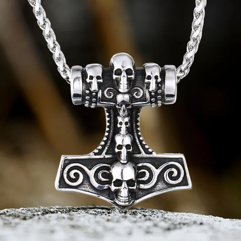 Thor’s Hammer Skull Stainless Steel Viking Pendant sold by GTHIC