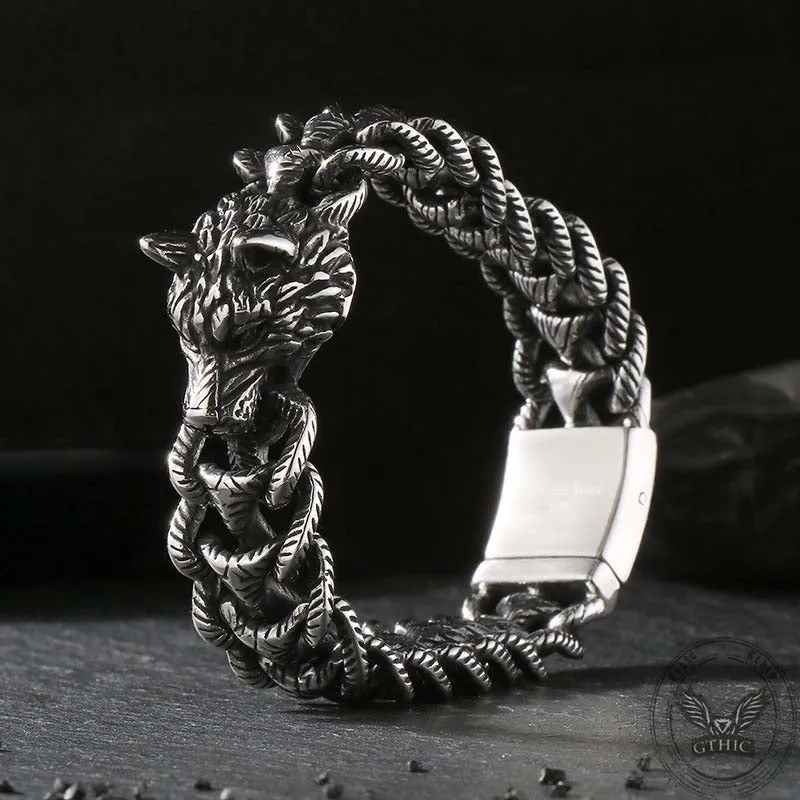 Punk Wolf Head Keel Chain Animal Bracelet sold by GTHIC product image thumbnail 4