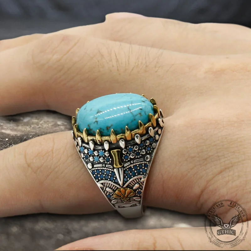 Vintage Turquoise Sterling Silver Gemstone Ring sold by GTHIC product image thumbnail 5