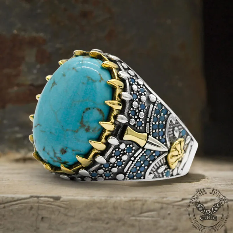 Vintage Turquoise Sterling Silver Gemstone Ring sold by GTHIC product image thumbnail 4
