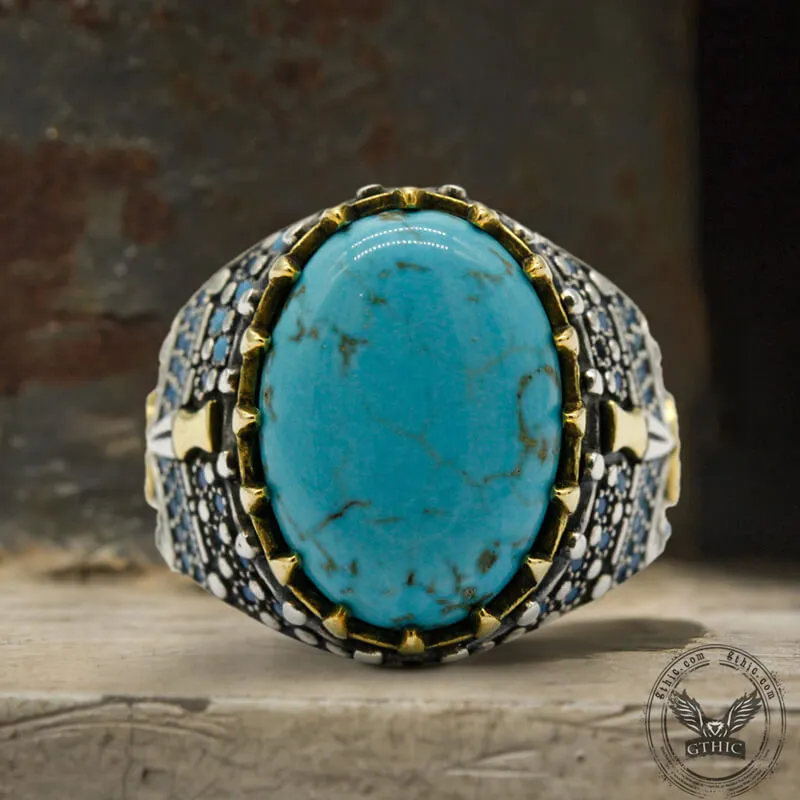 Vintage Turquoise Sterling Silver Gemstone Ring sold by GTHIC product image thumbnail 3