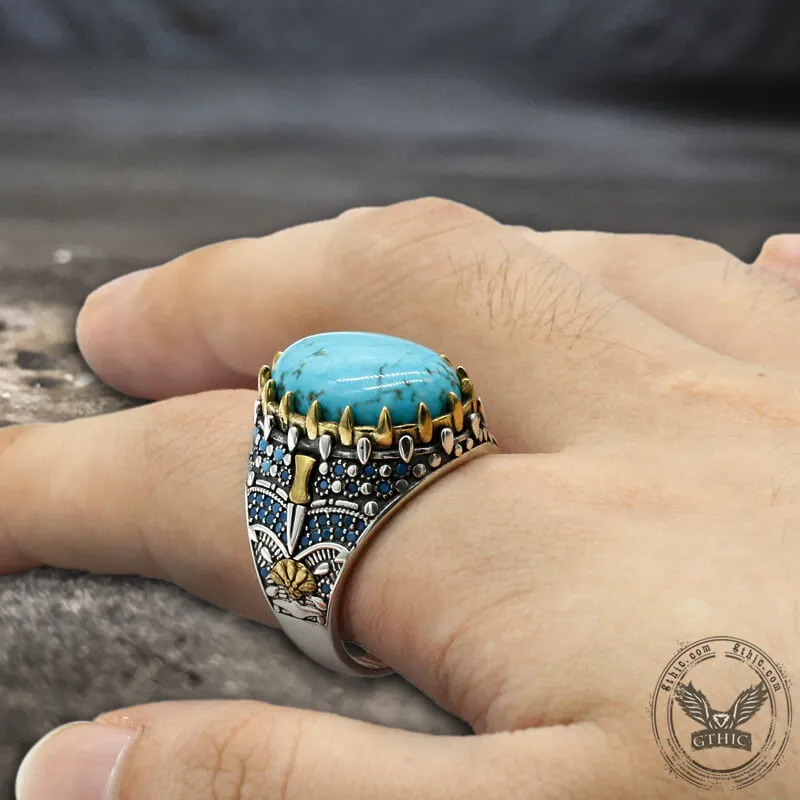 Vintage Turquoise Sterling Silver Gemstone Ring sold by GTHIC product image thumbnail 2
