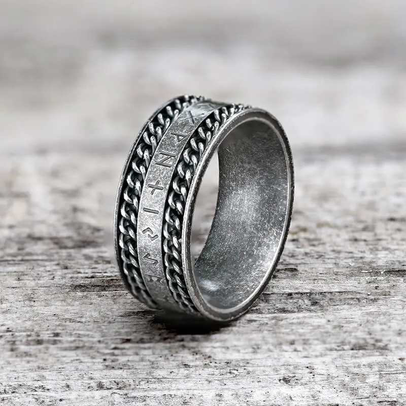 Double Chain Runes Stainless Steel Viking Ring sold by GTHIC product image thumbnail 3