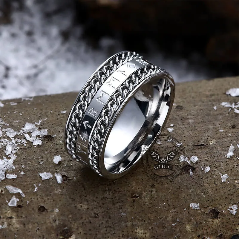 Double Chain Runes Stainless Steel Viking Ring sold by GTHIC product image thumbnail 5