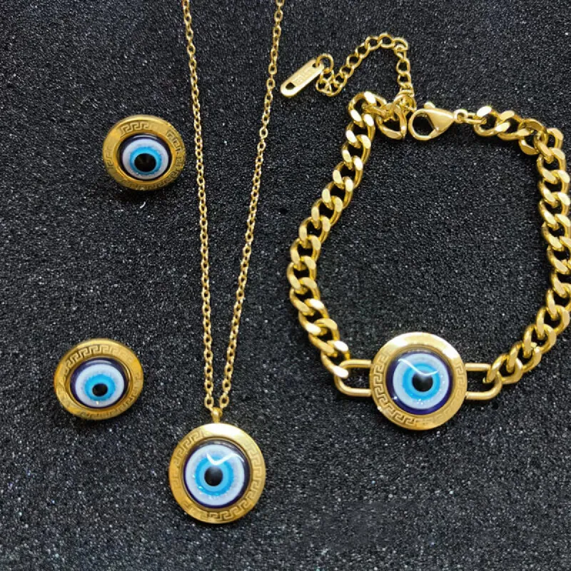 Gold Evil Eye Stainless Steel Jewelry Set sold by GTHIC