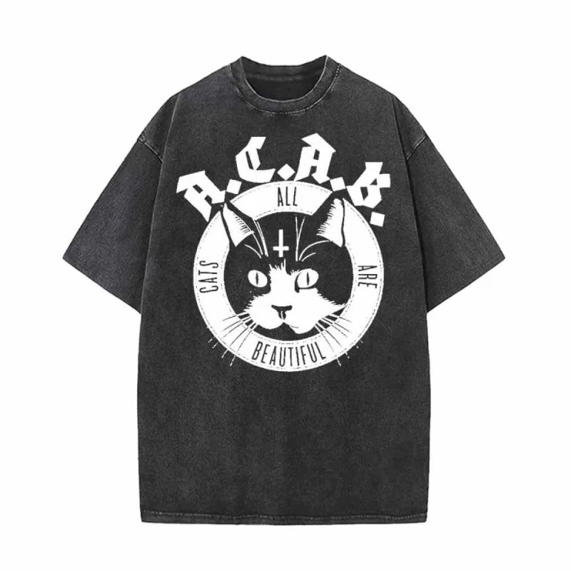ACAB Devil Cats All Cats Are Beautiful Vintage Washed T-shirt sold by GTHIC