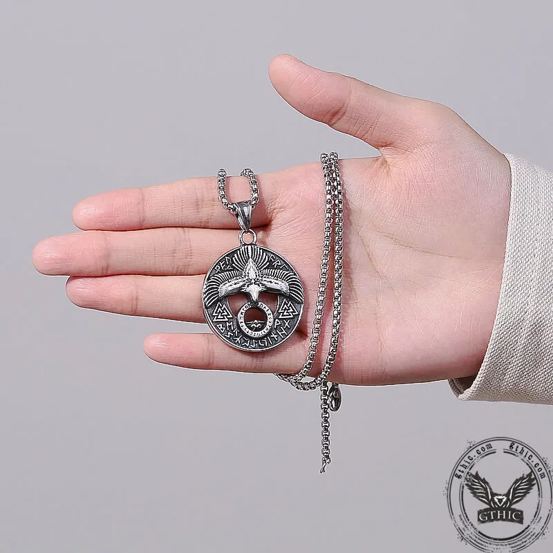 Valknut Viking Runes Eagle Stainless Steel Necklace sold by GTHIC product image thumbnail 3